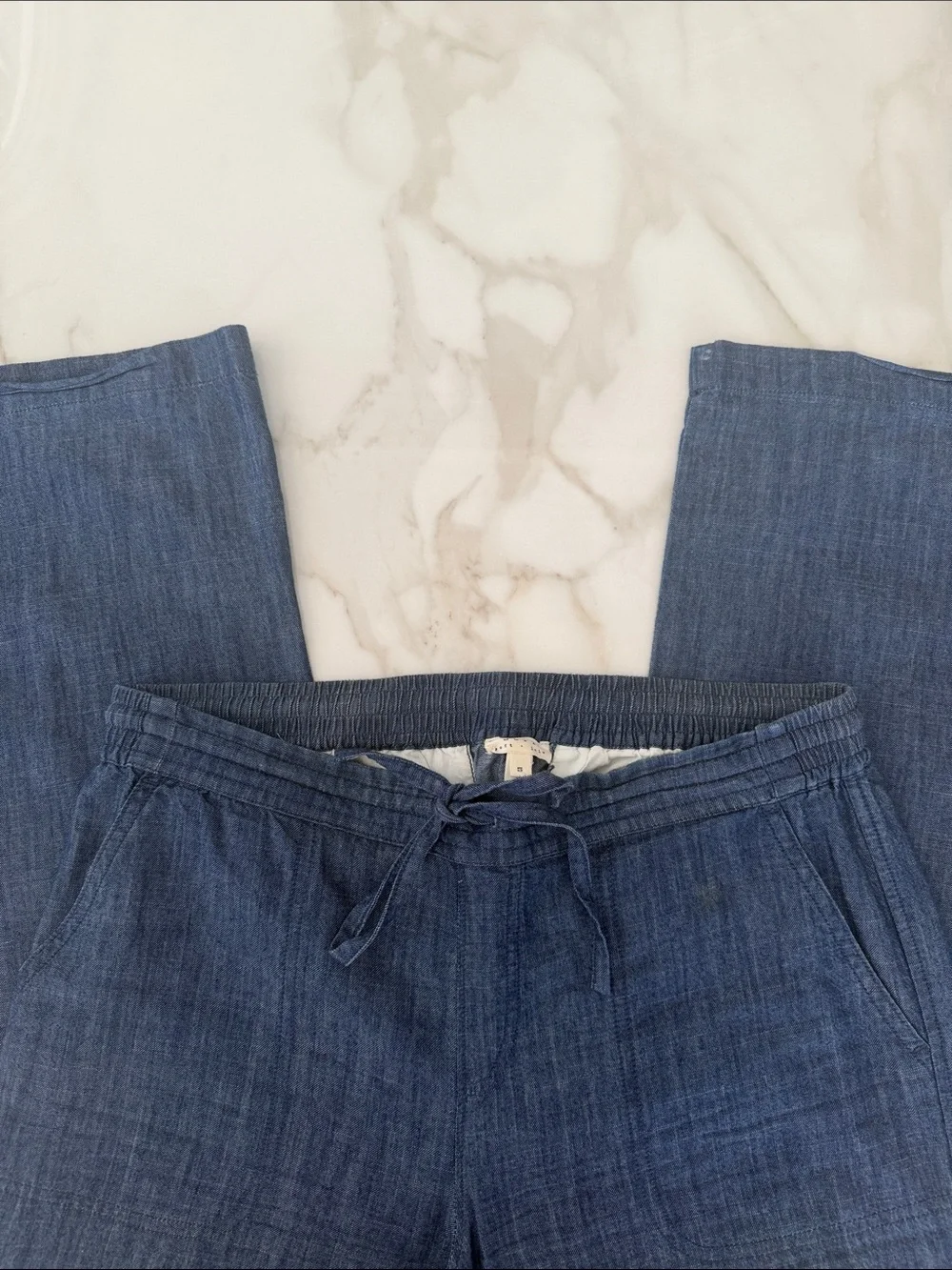 Ladies Blue Denim-Look Tank Top & Pants Set